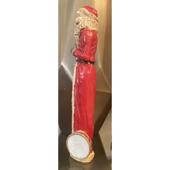 VTG Pencil Slim 10”T Santa  Folk Art Christmas Resin Figurine W Drum & Trumpet - Picture 6 of 8